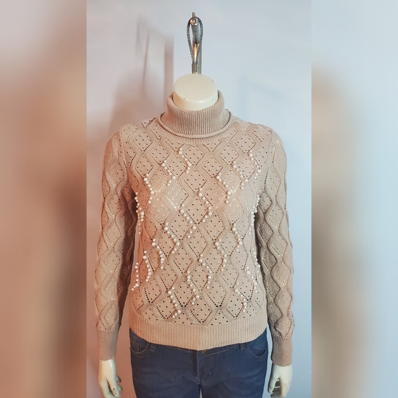 NWOT Blush beaded hollow out knit sweater - Picture 3 of 6